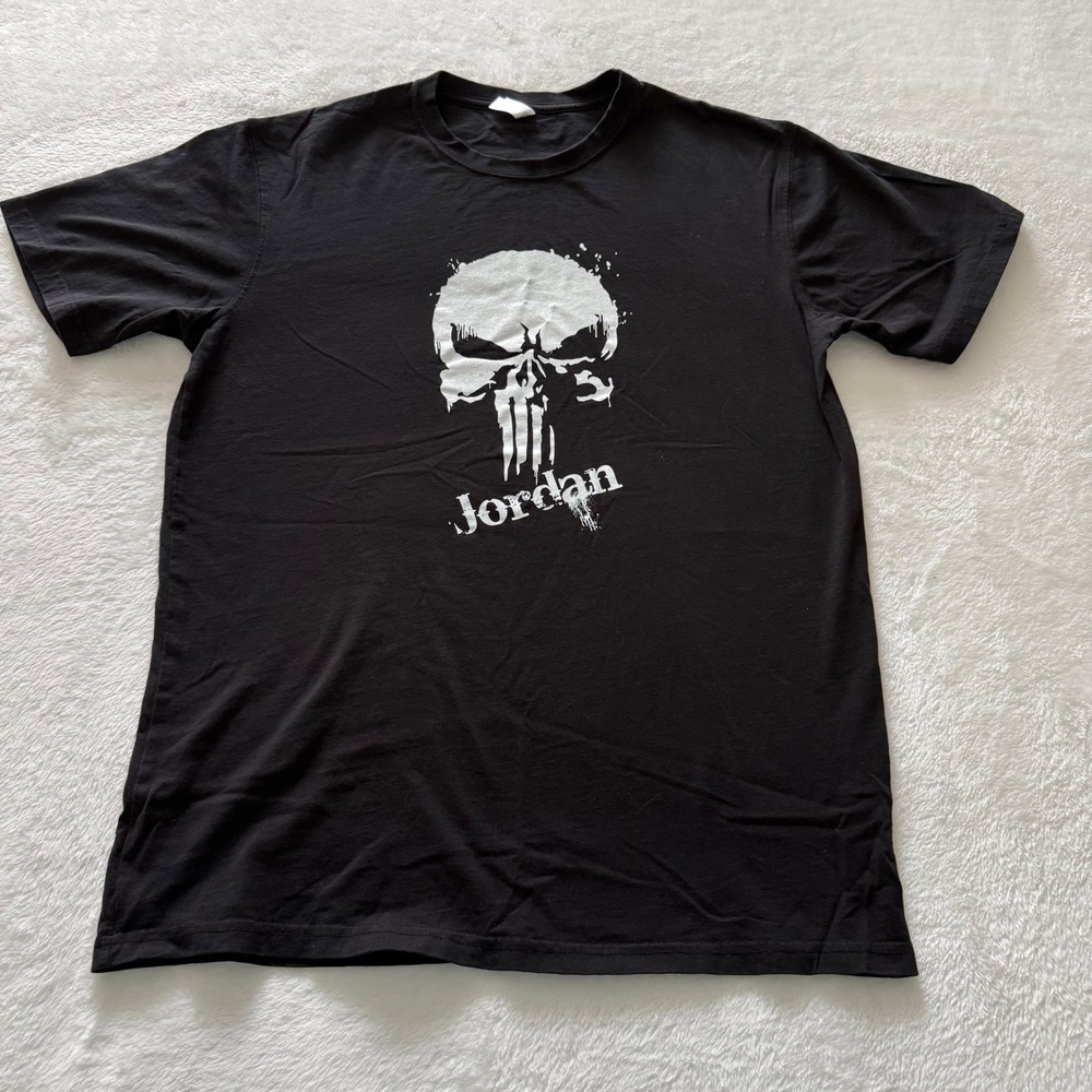 Jordan Punisher‎ Skull Graphic T Shirt Black Mens Size XL Preshrunk Cotton